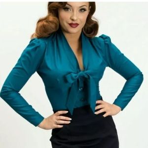 Heart of Haute Elsa Blouse Sapphire Pinup office